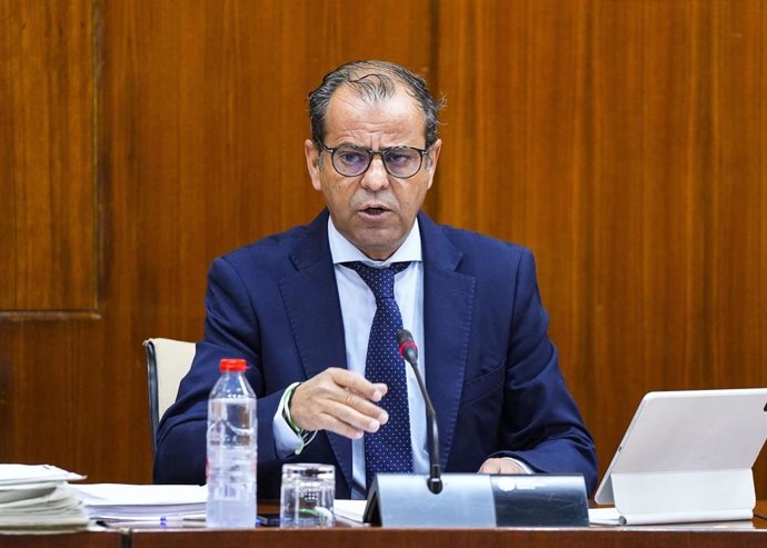 El director general de la RTVA, Juande Mellado, este martes durante su comparecencia en comisión parlamentaria.