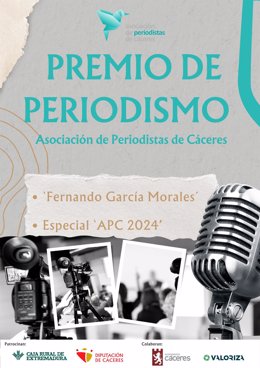 Cartel del Premio de Periodismo creado por la Asociación de Periodistas de Cáceres