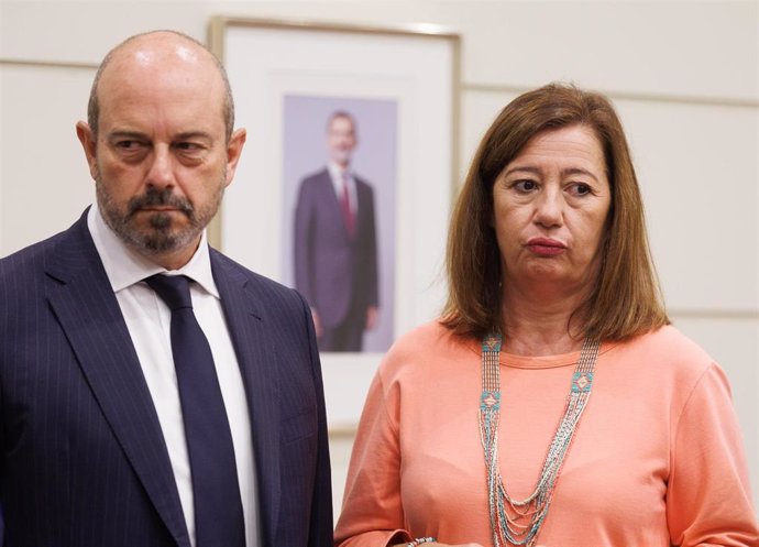 Archivo - El presidente del Senado, Pedro Rollán y la presidenta del Congreso de los Diputados, Francina Armengol, a su llegada a la reunión de presidentes de la COSAC en el Senado, a 18 de septiembre de 2023, en Madrid (España). Los presidentes de la Con