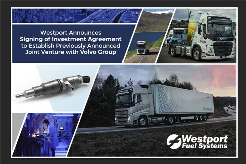 Archivo - Westport signs investment agreement with Volvo Group to accelerate the commercialization and global adoption of Westports HPDI fuel system technology for long-haul and off-road applications (CNW Group/Westport Fuel Systems Inc.)