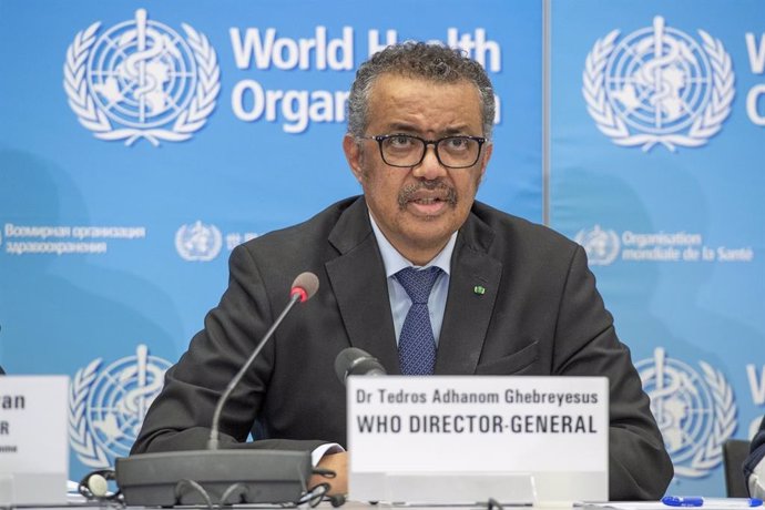 Archivo - El director general de la Organización Mundial de la Salud (OMS), Tedros Adhanom Ghebreyesus, durante la rueda de prensa diaria del organismo sanitario internacional sobre el brote de coronavirus Covid-19. 24 de febrero de 2020.