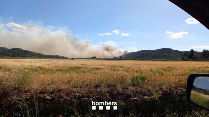 Imatge de l'incendi prop d'Horta de Sant Joan (Tarragona)