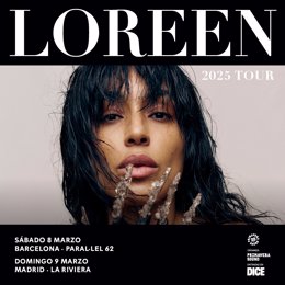 Cartel de los conciertos de Loreen en Barcelona y Madrid en marzo de 2025