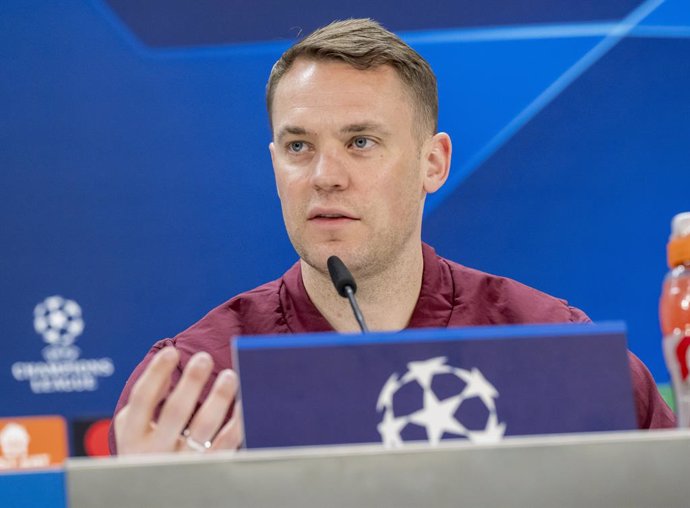 07 May 2024, Spain, Madrid: FC Bayern Munich's Captain Manuel Neuer takes part in the final press conference at the Bernabeu Stadium. FC Bayern will face Real Madrid in the Champions League semi-final at the Bernabeu Stadium in Madrid on 08.05.2024. Photo