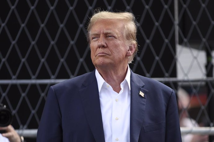 May 5, 2024, Miami, Florida, United States: May 5, 2024, Miami, United States: May 5th, 2024 - 5th May 2024, Miami, United States; F1 Miami Grand Prix Race; Donald Trump former president of United States of America looks on.