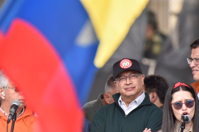 May 1, 2024, Bogota, Cundinamarca, Colombia: Colombian president Gustavo Petro takes part as supporters demonstrate in support of his reform bills on retirment, labor, prisions and health on May 1, 2024, in Bogota, Colombia.