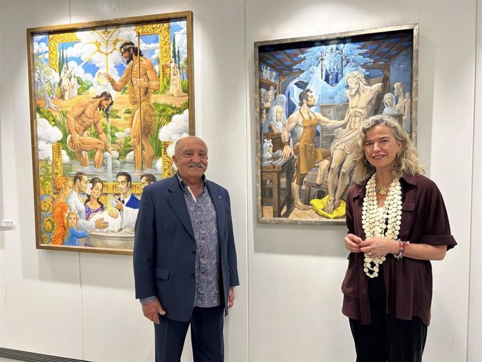 Inauguración de la muestra 'Ensoñaciones', del pintor y dibujante sevillano Juan Huguet, en la Fundación Caja Rural del Sur.