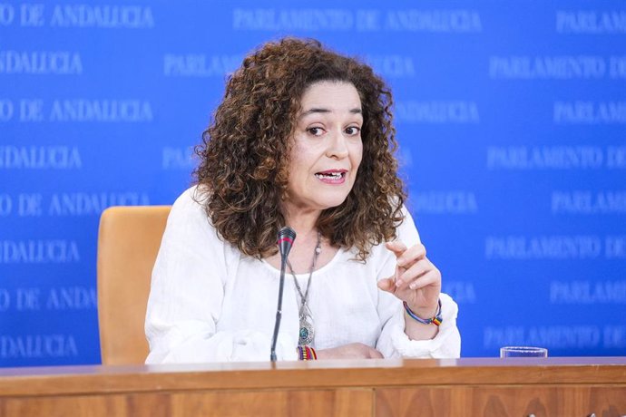 La portavoz parlamentaria de Por Andalucía, Inma Nieto, en rueda de prensa.