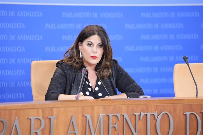 La portavoz parlamentaria del PSOE-A, Ángeles Férriz, en rueda de prensa.