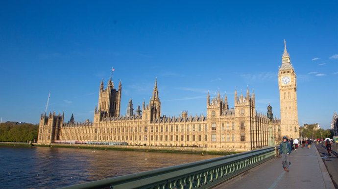 April 29, 2024, London, England, United Kingdom: British parliament, Palace of Westminster, is seen from Westminster Bridge.