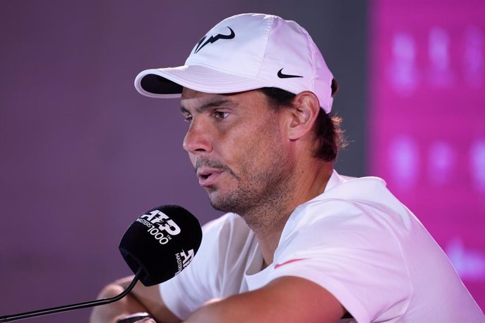 Rafael Nadal en rueda de prensa en el Mutua Madrid Open 2024