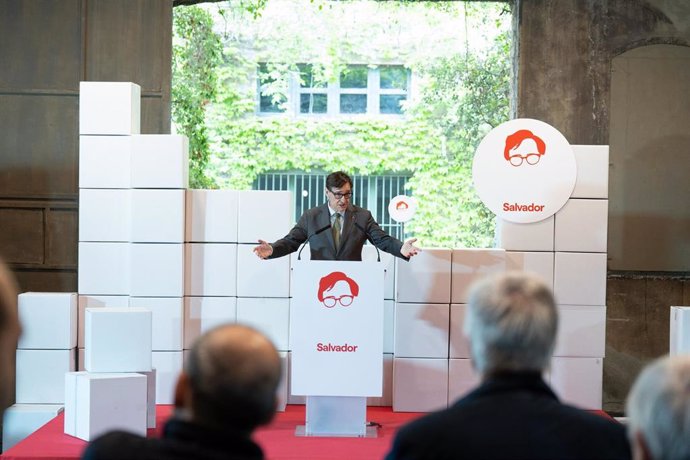 El candidato del PSC al 12M, Salvador Illa, durante la presentación de la plataforma ‘SI’ en su apoyo, a 30 de abril de 2024, en Barcelona, Catalunya (España). 