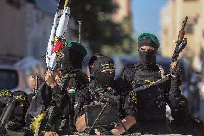 Archivo - Milicianos de las Brigadas Al Quds, rama militar de Yihad Islámica