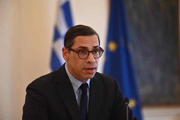 Archivo - March 9, 2023, Athens, Attiki, Greece: Cypriot Minister of Foreign Affairs Konstantinos Kompos during his statements to the press.