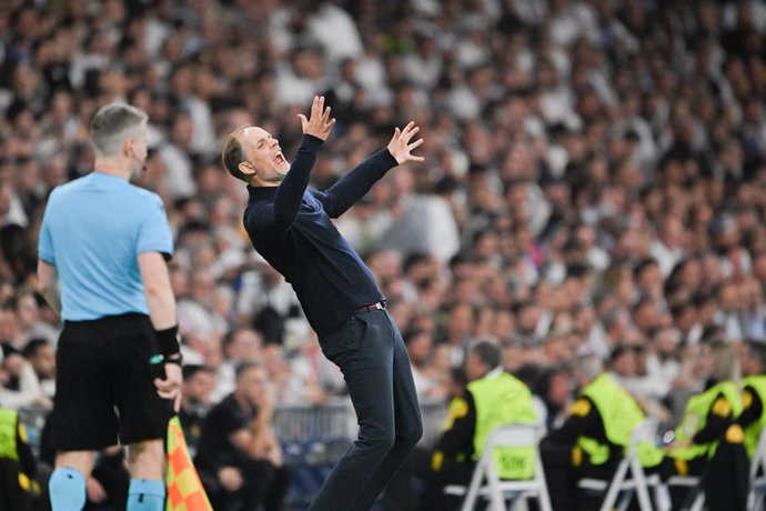 El entrenador del Bayern Múnich, Thomas Tuchel, se lamenta durante el partido ante el Real Madrid de las semifinales de la Champions 23-24