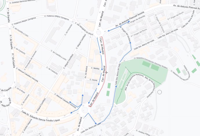 Mapa de la zona afectada por el corte de tráfico.