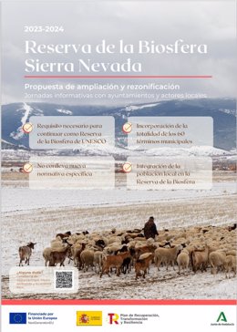 Cartel divulgativo de la propuesta de ampliación y rezonificación de la Reserva de la Biosfera Sierra Nevada.