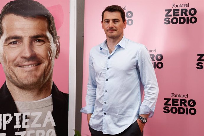 Iker Casillas, former player, poses for photo during the presentation “Empezar de Zero” of Fontarel water at Espacio Rastro de Madrid on May 09, 2024 in Madrid, Spain.