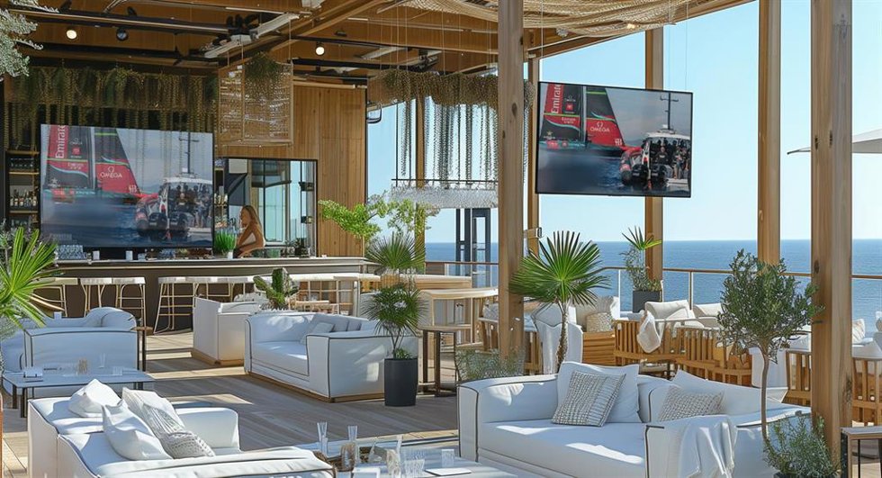 Imagen de cómo quedaría una 'House of AC37', hospitality disponible para seguir la Louis Vuitton 37 America's Cup de Barcelona