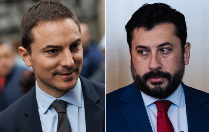 El secretario general del PSOE-M, Juan Lobato y el portavoz del Partido Popular en la Asamblea de Madrid, Carlos Díaz-Pache