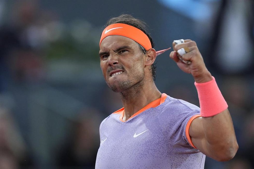 El tenista español Rafa Nadal celebra una victoria en el Mutua Madrid Open 2024