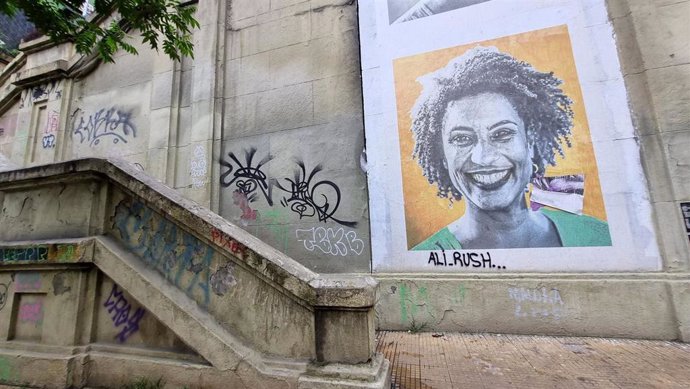 Archivo - Mural en recuerdo de la concejal brasileña asesinada Marielle Franco.