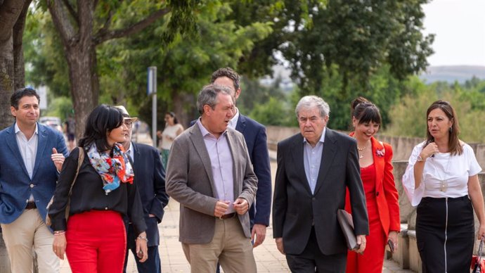 Espadas (centro), junto a cargos públicos y orgánicos del PSOE en Córdoba.
