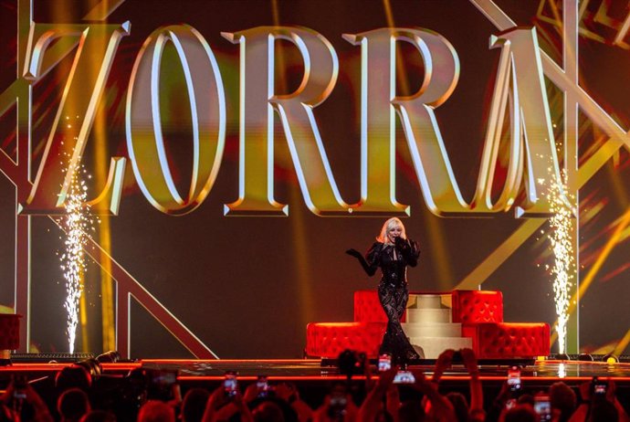 08 May 2024, Sweden, Malmo: Nebulossa from Spain performs with the song "Zorra" on the stage of the Eurovision Song Contest (ESC) 2024 during rehearsals for the second semi-final at the Malmo Arena. Photo: Jens Büttner/dpa