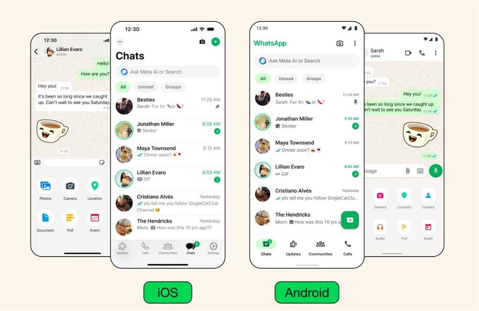 Rediseño de la interfaz de WhatsApp