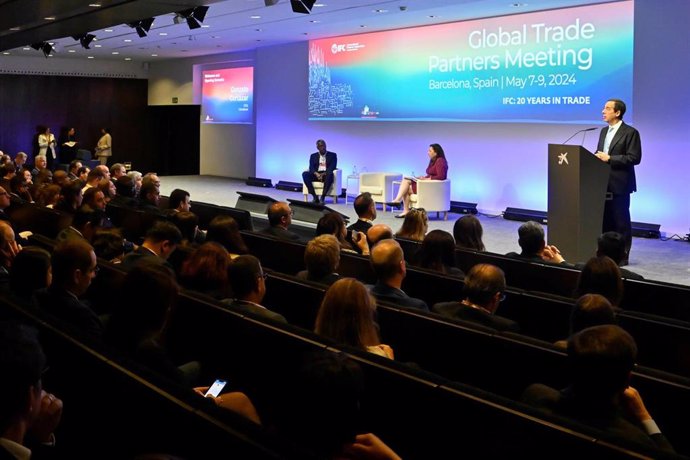 El consejero delegado de CaixaBank, Gonzalo Gortázar, durante su intervención en el Global Trade Partner Meeting