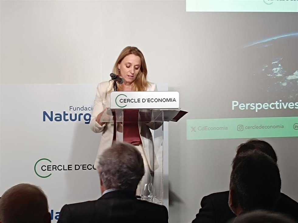 La consellera de Economía, Natlia Mas, durante su intervención en el Cercle este viernes