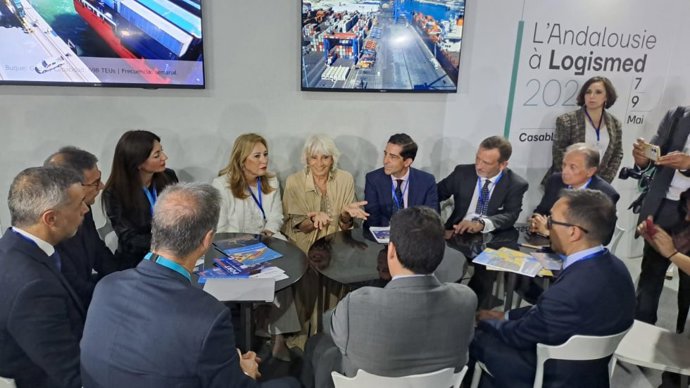 La presidenta de la APBC, Teófila Martínez, en el Salón Internacional de Logística y Transporte para África y el Mediterráneo.