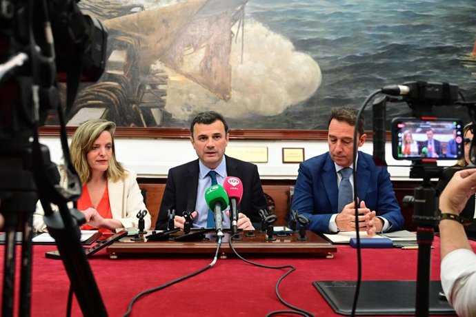 Bruno García en la rueda de prensa tras la Junta de Gobierno Local.