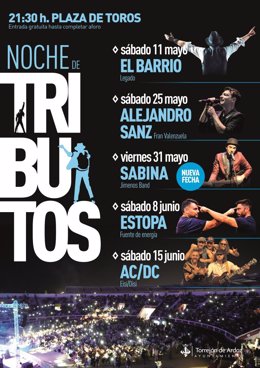 Vuelve 'Noche de Tributos'a Torrejón de Ardoz, con homenajes a El Barrio, Alejandro Sanz, Sabina, Estopa y AC/DC