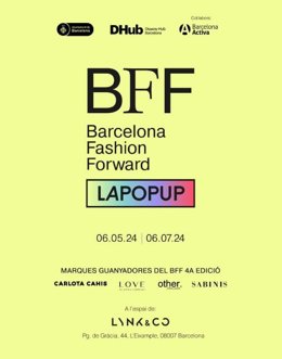 Cartel promocional de la 'BFF Barcelona Fashion Forward: La Pop Up', ubicada en el paseo de Gràcia de Barcelona.