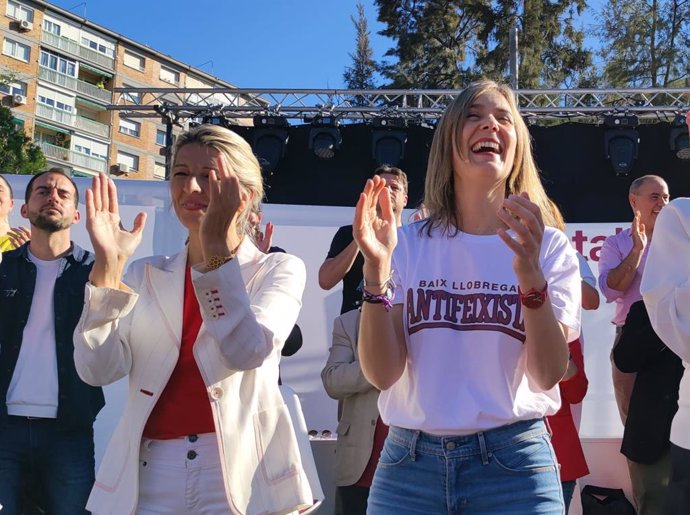 La vice-presidenta segona, ministra de Treball i líder de Sumar, Yolanda Díaz, i la candidata dels Comuns a presidir la Generalitat, Jéssica Albiach.