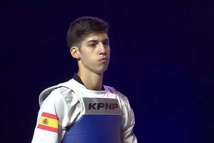 Adrián Vicente, en el Campeonato de Europa de taekwondo.