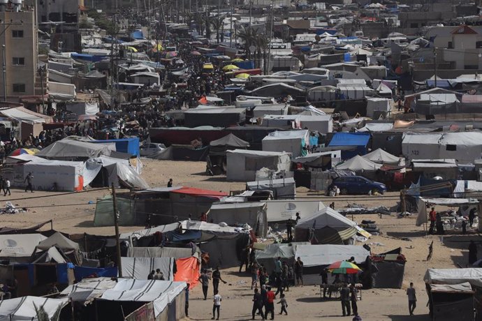 Campo de desplazados internos en Rafá, el sur de la Franja de Gaza