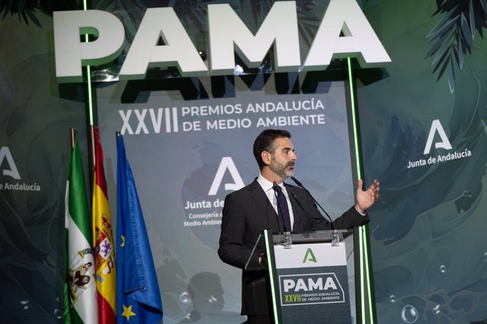El consejero de Sostenibilidad, Medio Ambiente y Economía Azul, Ramón Fernández Pacheco, en la XXVIII edición de los Premios Andalucía Medio Ambiente (PAMA).