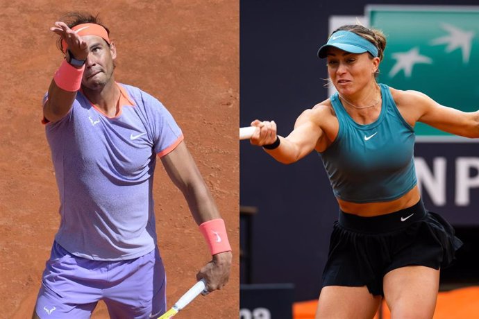 Rafa Nadal y Paula Badosa, durante el torneo de Roma.