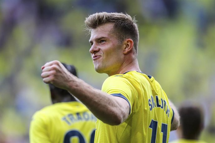 Alexander Sorloth of Villarreal celebrates a goal during the Spanish league, La Liga EA Sports, football match played between Villarreal CF and Sevilla CF at La Ceramica stadium on May 11, 2024, in Villarreal, Spain.