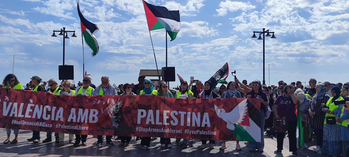 Una cadena humana recorre el paseo marítimo de València para denunciar la  crisis sin precedentes  en la Franja de Gaza