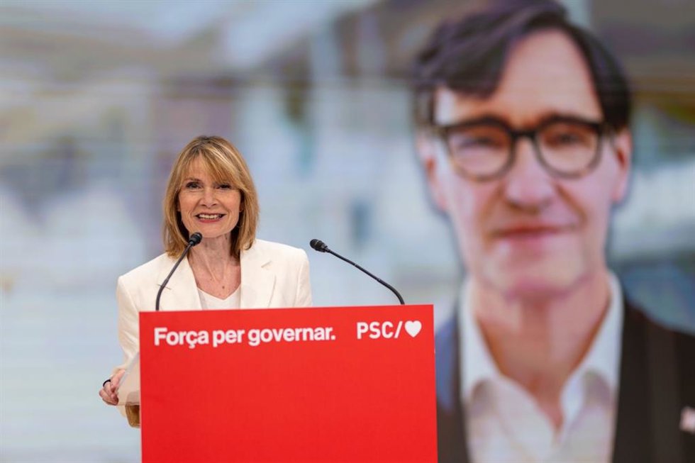 La viceprimera secretaria del PSC y directora de campaña, Llusa Moret, en la sede del PSC