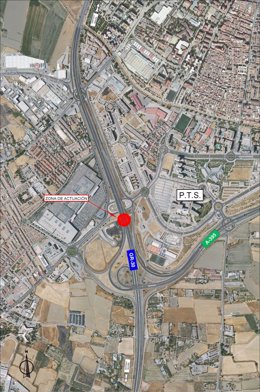 Plano de las obras de reposición del firme de la autovía GR-30  entre Armilla y el PTS.