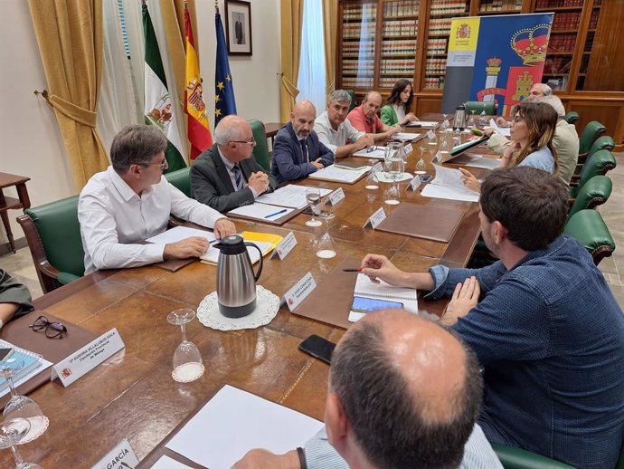 Reunión celebrada en la Subdelegación del Gobierno por la Comisión de Seguimiento del PFEA Málaga, que preside el subdelegado del Gobierno, Javier Salas