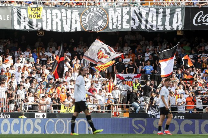 General view during the Spanish league, La Liga EA Sports, football match played between Valencia CF and Rayo Vallecano at Mestalla stadium on May 12, 2024, in Valencia, Spain.