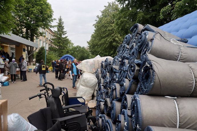 May 13, 2024, Kharkiv Region, Ukraine: KHARKIV, UKRAINE - MAY 13, 2024 - Mattresses and wheelchairs are available at a centre for people evacuated from Kharkiv region, Kharkiv, northeastern Ukraine.