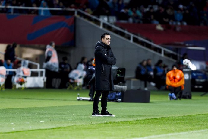 Xavi Hernandez, head coach of FC Barcelona gestures during the Spanish league, La Liga EA Sports, football match played between FC Barcelona and Valencia CF at Estadio Olimpico de Montjuic on April 29, 2024 in Barcelona, Spain.