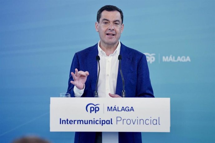 El presidente del PP de Andalucía, Juanma Moreno, en una foto de archivo en un acto del PP en Málaga.