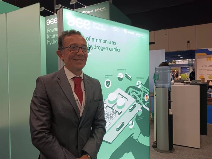 El director de Hidrógeno Verde y Energías Limpias de Cepsa, Joaquín Rodríguez, en el la Cumbre Mundial del Hidrógeno de Róterdam (Países Bajos).